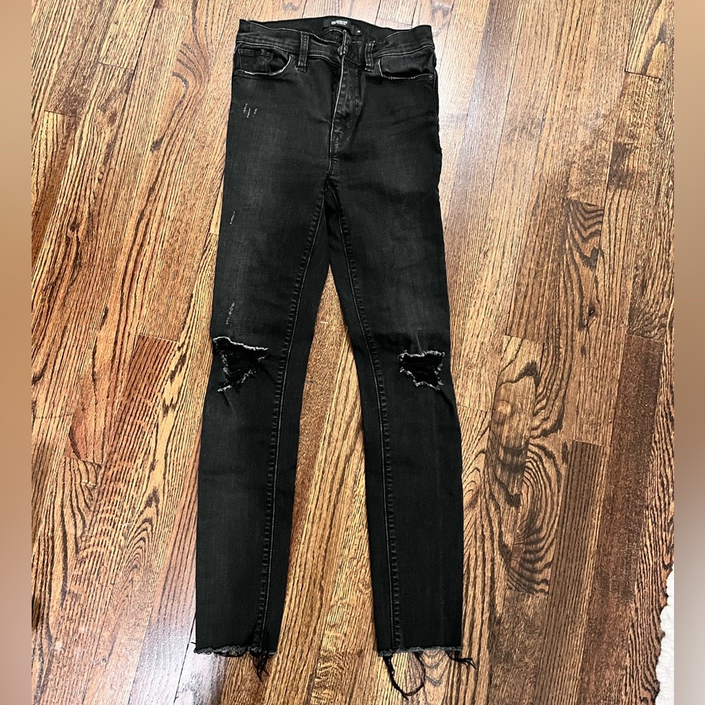 Hudson Black Barbara Super Skinny Distressed 
 Jeans